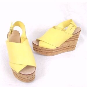 Zara Leather Cork Wedge Heels NWT 8